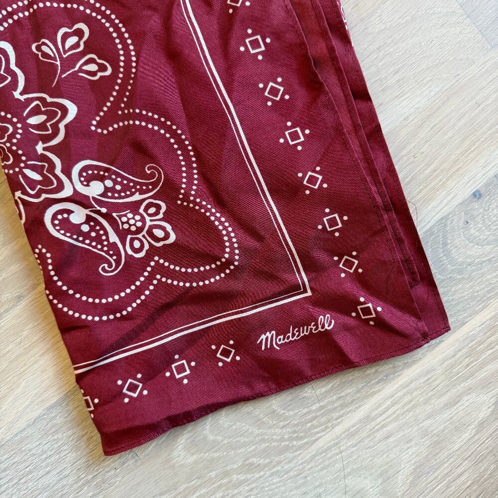 Madewell Red Paisley Floral Print Silk Bandana